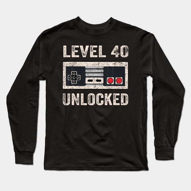 Level 40 Unlocked Video Gamer 40th Birthday Long Sleeve T-Shirt by deptrai0023